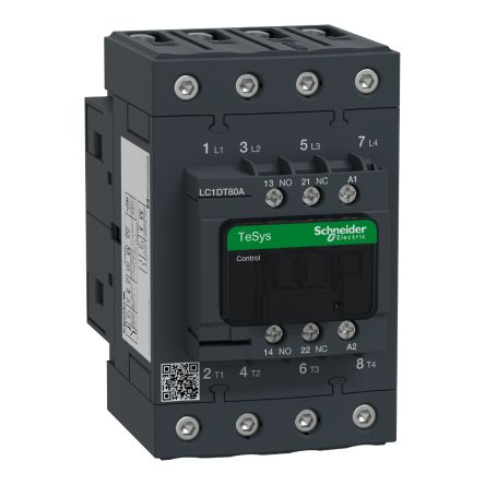 Schneider Electric TeSys D LC1D Contactor, 4-Pole, 80 A, 1 NO + 1 NC [LC1DT80AQ7]; 257-0896