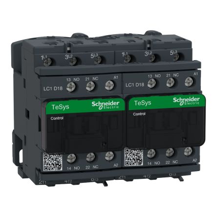 Schneider Electric TeSys D LC2D Reversing Contactor, 3-Pole, 18 A, 1 NO + 1 NC [LC2D18D7]; 257-0980