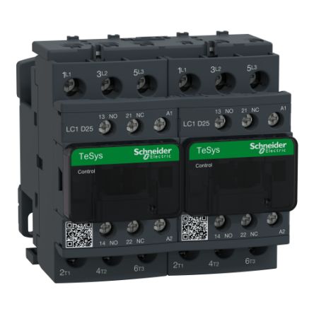 Schneider Electric TeSys D LC2D Reversing Contactor, 3-Pole, 25 A, 1 NO + 1 NC [LC2D25B7V]; 257-0984