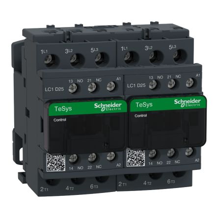 Schneider Electric TeSys D LC2D Reversing Contactor, 3-Pole, 25 A, 1 NO + 1 NC [LC2D25K7]; 257-0988