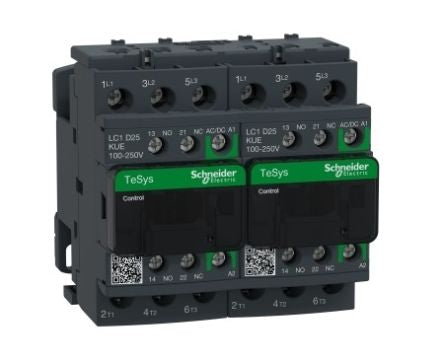 Schneider Electric TeSys D LC2D Reversing Contactor, 100 to 250 V ac/dc Coil, 3-Pole, 25 A, 1 NO + 1 NC [LC2D25KUE]; 257-0989
