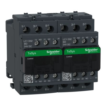 Schneider Electric TeSys D LC2D Reversing Contactor, 24 V Coil, 3-Pole, 32 A, 1 NO + 1 NC [LC2D32BDV]; 257-0992