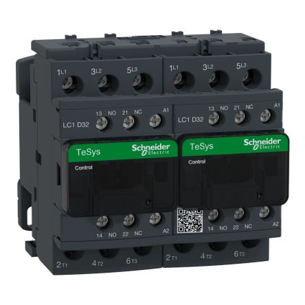 Schneider Electric TeSys D LC2D Reversing Contactor, 120 V Coil, 3-Pole, 32 A, 1 NO + 1 NC [LC2D32G7]; 257-0994