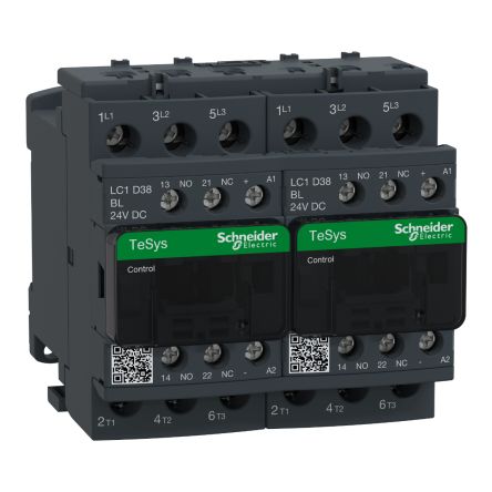 Schneider Electric TeSys D LC2D Reversing Contactor, 24 V Coil, 3-Pole, 38 A, 1 NO + 1 NC [LC2D38BL]; 257-1000