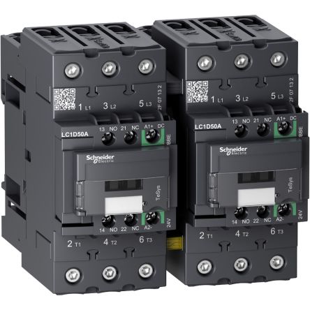 Schneider Electric TeSys D LC2D Reversing Contactor, 3-Pole, 50 A, 1 NO + 1 NC [LC2D50ABBE]; 257-1004