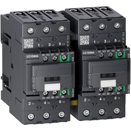 Schneider Electric TeSys D LC2D Contactor, 3-Pole, 80 A, 1 NO + 1 NC [LC2D80AEHE]; 257-1019