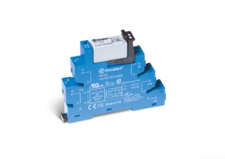 Finder 38 Series Interface Relay Module, DIN Rail Mount, 24V dc Coil, SPDT, 1-Pole, 16/30A Load [380170240050]; 257-7357