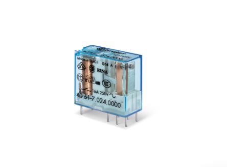 Finder PCB Mount, Plug In Power Relay, 24V dc Coil, 16A Switching Current, SPDT [406190244003]; 257-7373