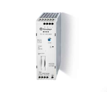 Finder Switching Power Supply, 781B12302403, 24V dc, 5A, 110W, 120 → 240V ac Input Voltage [781B12302403]; 257-7416