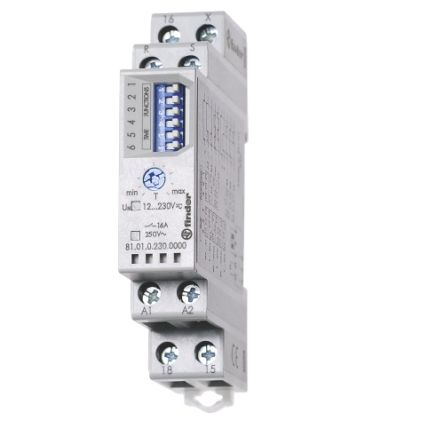Finder DIN Rail Mount Multi timer, 230V ac/dc, 0.1 → 10h, 7, Multi Function-Function, SPDT [810102300000]; 257-7425