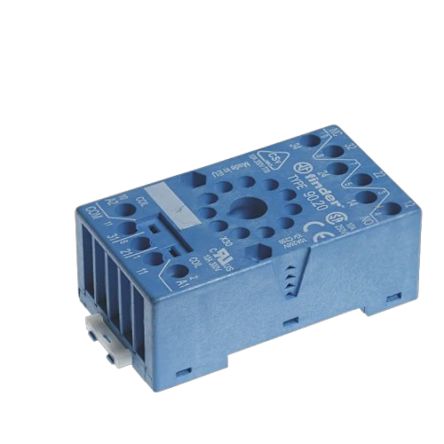 Finder 90 250V Rail or Panel Mount Relay Socket, for use with 60.12 Series Relay [9020SMA]; 257-7427