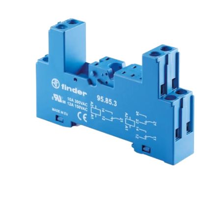 Finder 95 Series 250V Rail or Panel Mount Relay Socket, for use with 40.51, 40.52, 40.61, 40.62 Series Relay [95853SPA]; 257-7432