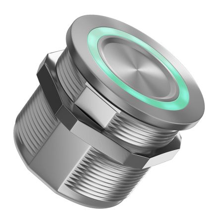 RS PRO Illuminated Piezo Switch, Momentary (NO), SPST, IP69, Cable, 1A, -20 → +75°C Natural Aluminium [0]; 259-1151