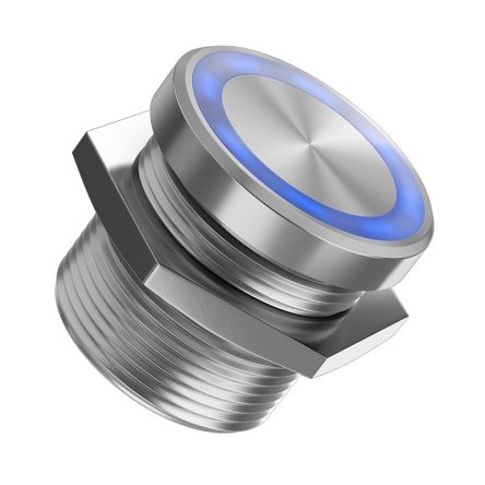 RS PRO Illuminated Piezo Switch, Momentary (NO), SPST, IP69, Flexible Wire, 200mA, -20 → +75°C Natural Aluminium [0]; 259-1159