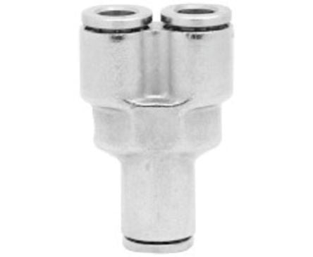 Norgren PNEUFIT 10 Series Y Fitting, Push In 8 mm to Push In 8 mm, Tube-to-Tube Connection Style, 10082 [100820800]; 259-5193