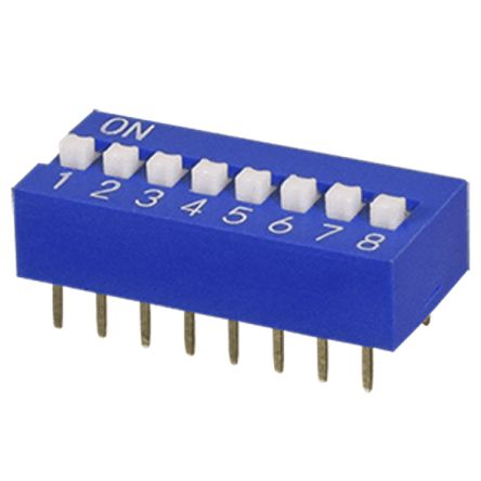 Same Sky 1 Way Through Hole DIP Switch SPST, Raised Actuator Actuator [DS01-254-S-01BE]; 259-6342