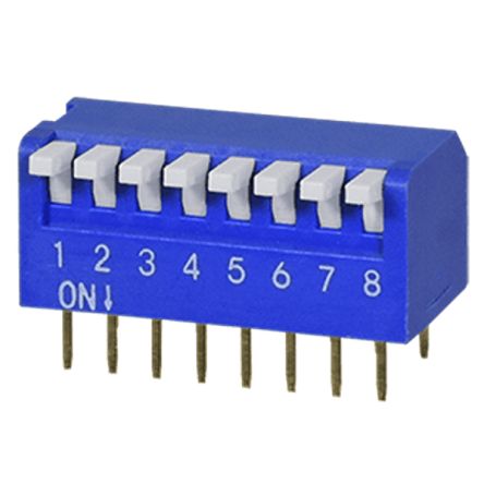 Same Sky 8 Way Through Hole DIP Switch SPST, Raised Actuator Actuator [DS02C-254-1L-08BE]; 259-6353