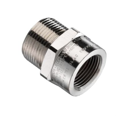 Thomas & Betts Converter, Hose Adapter, 20mm Nominal Size, M20, Nickel Plated Brass, Metallic [7TCA297130R0262]; 259-9978