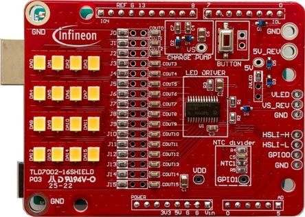 Infineon TLD700216SHIELDTOBO1, TLD7002-16SHIELD for Arduino LED Controller Evaluation Board for TLD7002-16SHIELD for [TLD700216SHIELDTOBO1]; 260-1165