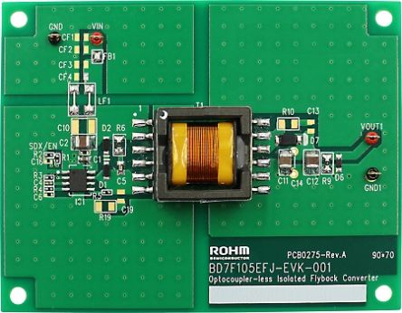 ROHM Built-in Automotive Switching MOSFET Isolated Flyback Converter ICs BD7F105EFJ-C Evaluation Board Flyback [BD7F105EFJ-EVK-001]; 260-6043
