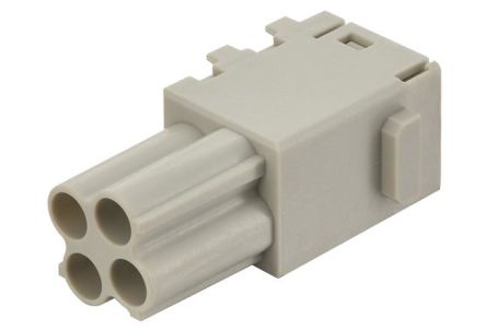 HARTING Crimp Connector Cube, 4 Way, 16A, Female, Han-Modular, Han-Domino, Cable Mount, 400 V [09149042101]; 260-7155