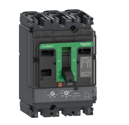 Schneider Electric, ComPacT New Generation MCCB 3P 80A, Fixed Mount [C16H3TM080]; 260-7780