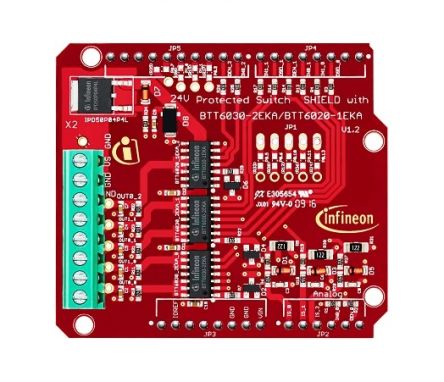Infineon 24V Protected Switch Shield Microcontroller Evaluation Board 24VSHIELDBTT6030TOBO1 [24VSHIELDBTT6030TOBO1]; 260-8593