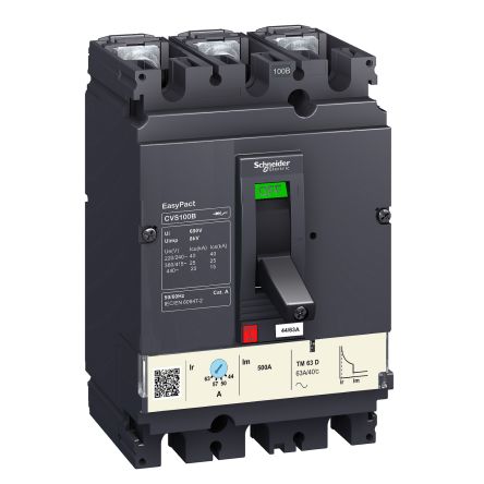 Schneider Electric - Easy Series, EasyPact CVS Circuit breaker 3P 63A, Breaking Capacity 25kA, Fixed Mount [LV510305]; 260-9716