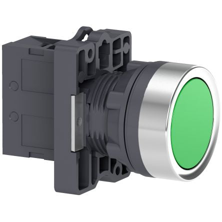 Schneider Electric - Easy Series XA2 Series Illuminated Push Button Switch, NO, 1 NO Slow-break, Green LED, 240V, IP65 [XA2EA31]; 260-9829