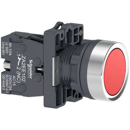 Schneider Electric - Easy Series XA2 Series Illuminated Push Button Switch, NC, 1 NC Slow-break, Red LED, 240V, IP65 [XA2EA42]; 260-9833