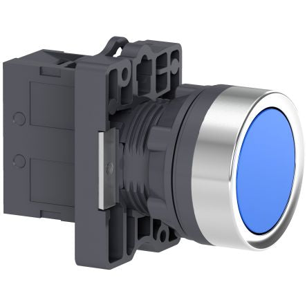 Schneider Electric - Easy Series XA2 Series Illuminated Push Button Switch, NO, 1 NO Slow-break, Blue LED, 240V, IP65 [XA2EA61]; 260-9837