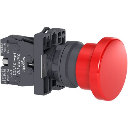 Schneider Electric - Easy Series XA2 Series Illuminated Push Button Switch, NC, Panel Mount, 1 NC Slow-break, Red LED, [XA2EC42]; 260-9842