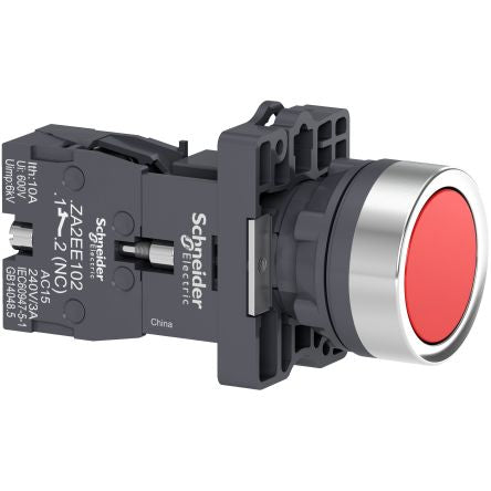 Schneider Electric - Easy Series XA2 Series Illuminated Push Button Switch, NC, 1 NC Slow-break, Red LED, 240V, IP65 [XA2EH042]; 260-9858