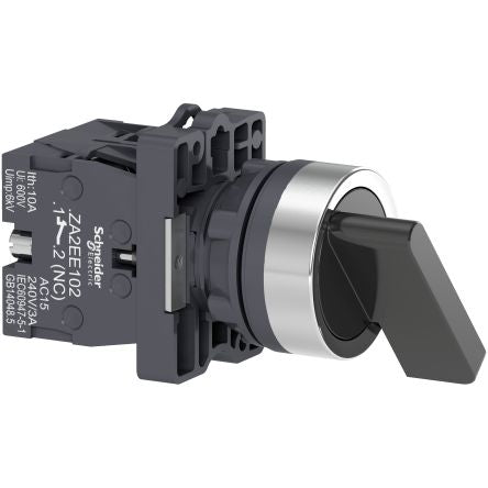 Schneider Electric - Easy Series Long Handle Selector Switch - (1NO + 1NC) 22mm Cutout Diameter, Illuminated 2 Positions [XA2EJ25]; 260-9861