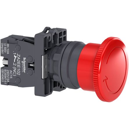 Schneider Electric - Easy Series XA2 Series Illuminated Push Button Switch, NC, Panel Mount, 1 NC Slow-break, Red LED, [XA2ES542]; 260-9865