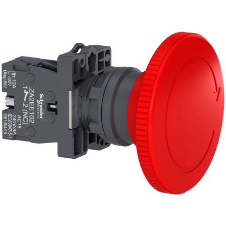 Schneider Electric - Easy Series XA2 Series Illuminated Push Button Switch, NC, Panel Mount, 1 NC Slow-break, Red LED, [XA2ES642]; 260-9866