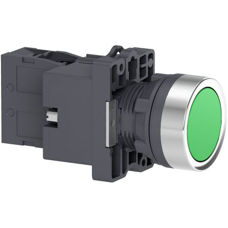 Schneider Electric - Easy Series XA2 Series Illuminated Illuminated Push Button Switch, NO, 1 NO Slow-break, Green LED, [XA2EW33B1]; 260-9942