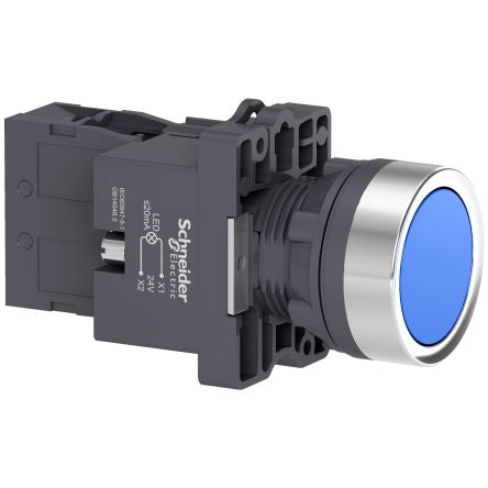 Schneider Electric - Easy Series XA2 Series Illuminated Illuminated Push Button Switch, NO, 1 NO Slow-break, Blue LED, [XA2EW36B1]; 260-9953