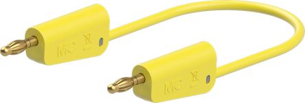 Staubli Test lead, 19A, 30V ac, Yellow, 1m Lead Length [64.1033-10024]; 261-3803