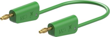 Staubli Test lead, 19A, 30V ac, Green, 1m Lead Length [64.1033-10025]; 261-3804
