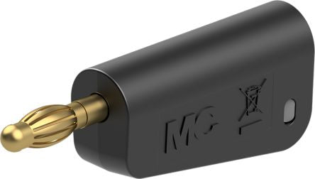 Staubli Black Plug Test Plug, Screw Termination, 32A, 30V ac, Gold Plating [64.1045-21]; 261-3812