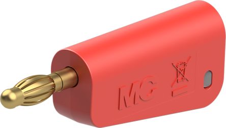 Staubli Red Plug Test Plug, Screw Termination, 32A, 30V ac, Gold Plating [64.1045-22]; 261-3813