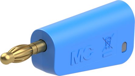 Staubli Blue Plug Test Plug, Screw Termination, 32A, 30V ac, Gold Plating [64.1045-23]; 261-3814