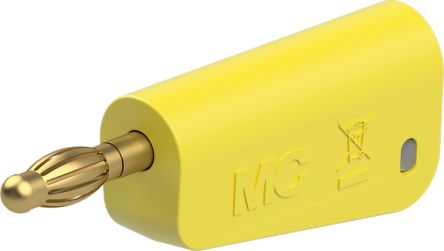 Staubli Yellow Plug Test Plug, Screw Termination, 32A, 30V ac, Gold Plating [64.1045-24]; 261-3815
