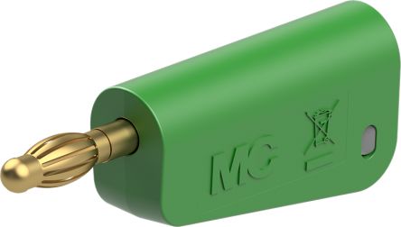Staubli Green Plug Test Plug, Screw Termination, 32A, 30V ac, Gold Plating [64.1045-25]; 261-3817