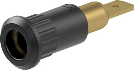 Staubli Black Socket Test Socket, Tab Termination, 25A, 30V ac, Gold Plating [64.3010-21]; 261-3818