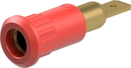 Staubli Red Socket Test Socket, Tab Termination, 25A, 30V ac, Gold Plating [64.3010-22]; 261-3819