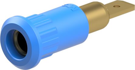 Staubli Blue Socket Test Socket, Tab Termination, 25A, 30V ac, Gold Plating [64.3010-23]; 261-3820