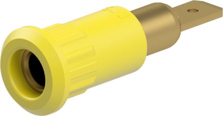 Staubli Yellow Socket Test Socket, Tab Termination, 25A, 30V ac, Gold Plating [64.3010-24]; 261-3821