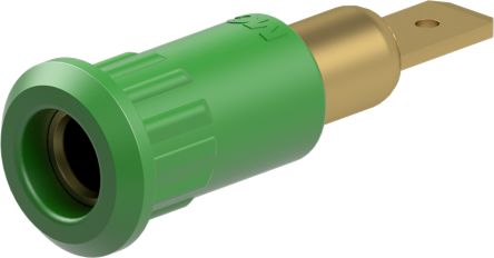 Staubli Green Socket Test Socket, Tab Termination, 25A, 30V ac, Gold Plating [64.3010-25]; 261-3823